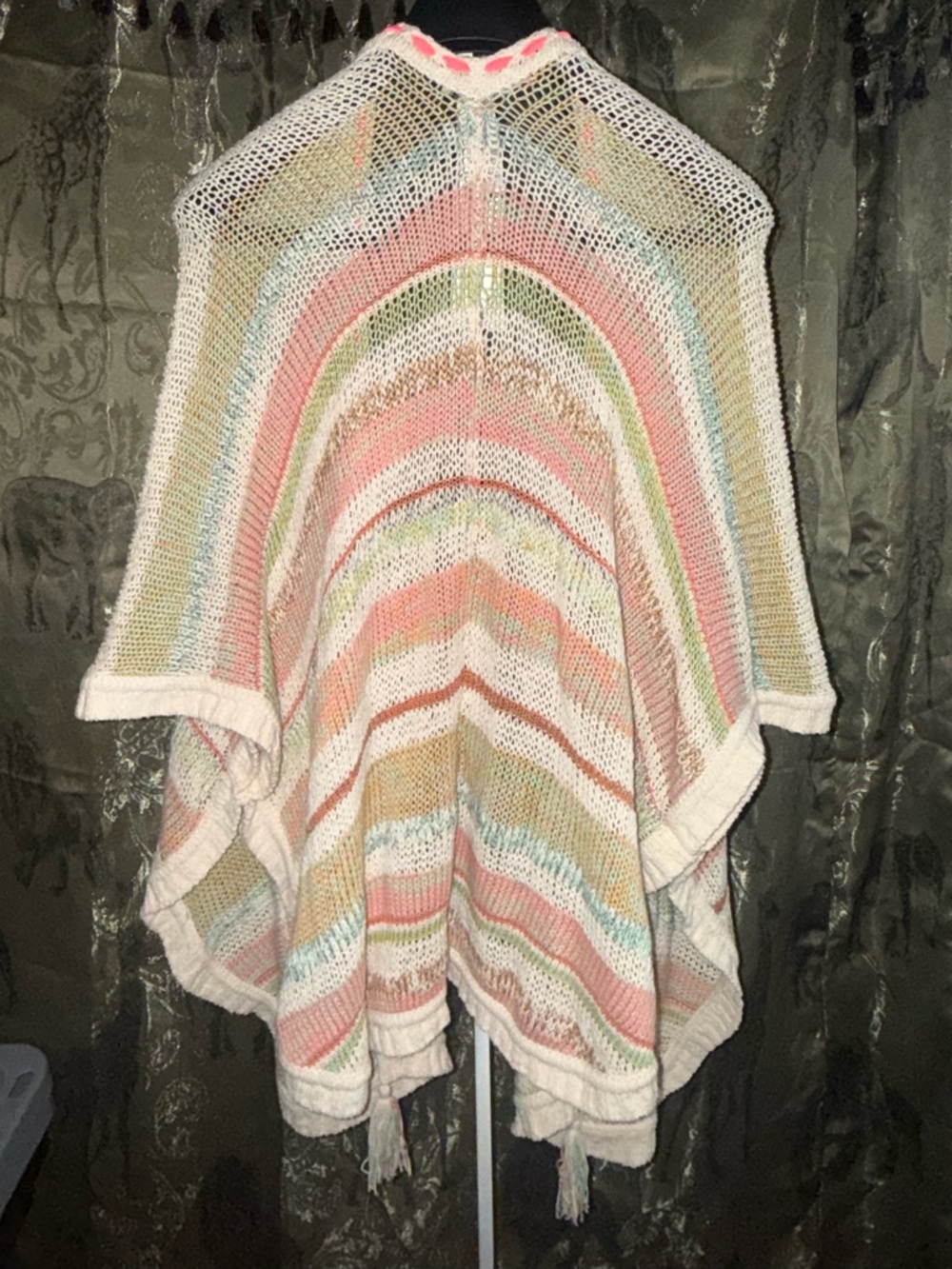 Philosophy Pastel Striped Open-Front Knit Cardigan - Pink, Green, Blue, Tan - Picture 2 of 8